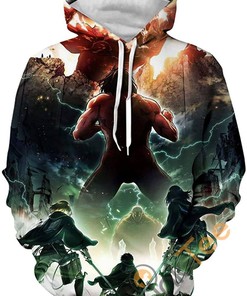 Attack On Titan Sport Style All Over Print 3D Hoodie With Front Pocket And Team Logo