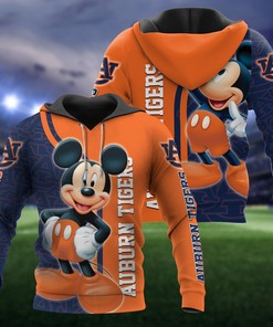 Auburn Tigers Custom All Over Print 3D Zip Up Hoodie Featuring Mickey Mouse - Ncaa Fans' Style
