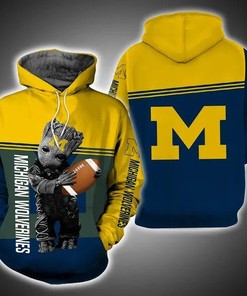 Baby Groot Hug Ball Michigan All Over Print 3D Zip Up Hoodie