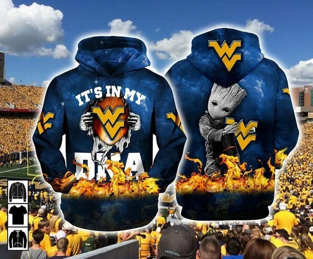 Baby Groot It'S My West Virginia Mountaineers All Over Print Zip Hoodie - Gifts For Ncaa Fans