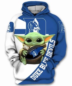 Baby Yoda Hug Duke Blue Devils All Over Print 3D Hoodie Father'S Day Gifts