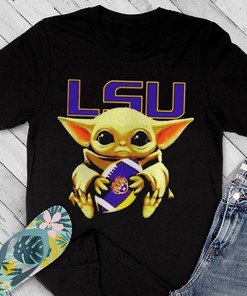 Baby Yoda Hug LSU Tigers Logo Shirt - LSU Shirts