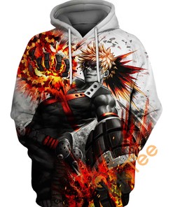 Bakugo Explosion Style All Over Print 3D Hoodie For My Hero Academia Fans