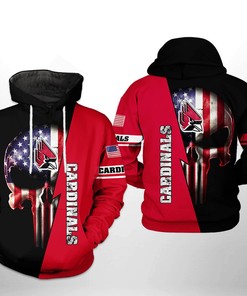 Ball State Cardinals Us Flag Skull 3D Printed Hoodie