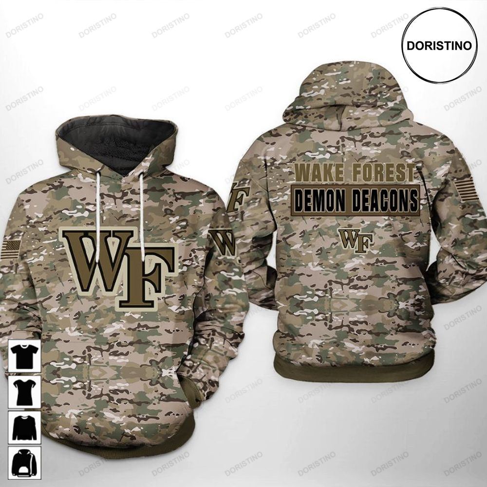 Battle In Style With Wake Forest Demon Deacons Ncaa Camo Veteran Limited Edition 3D Hoodie