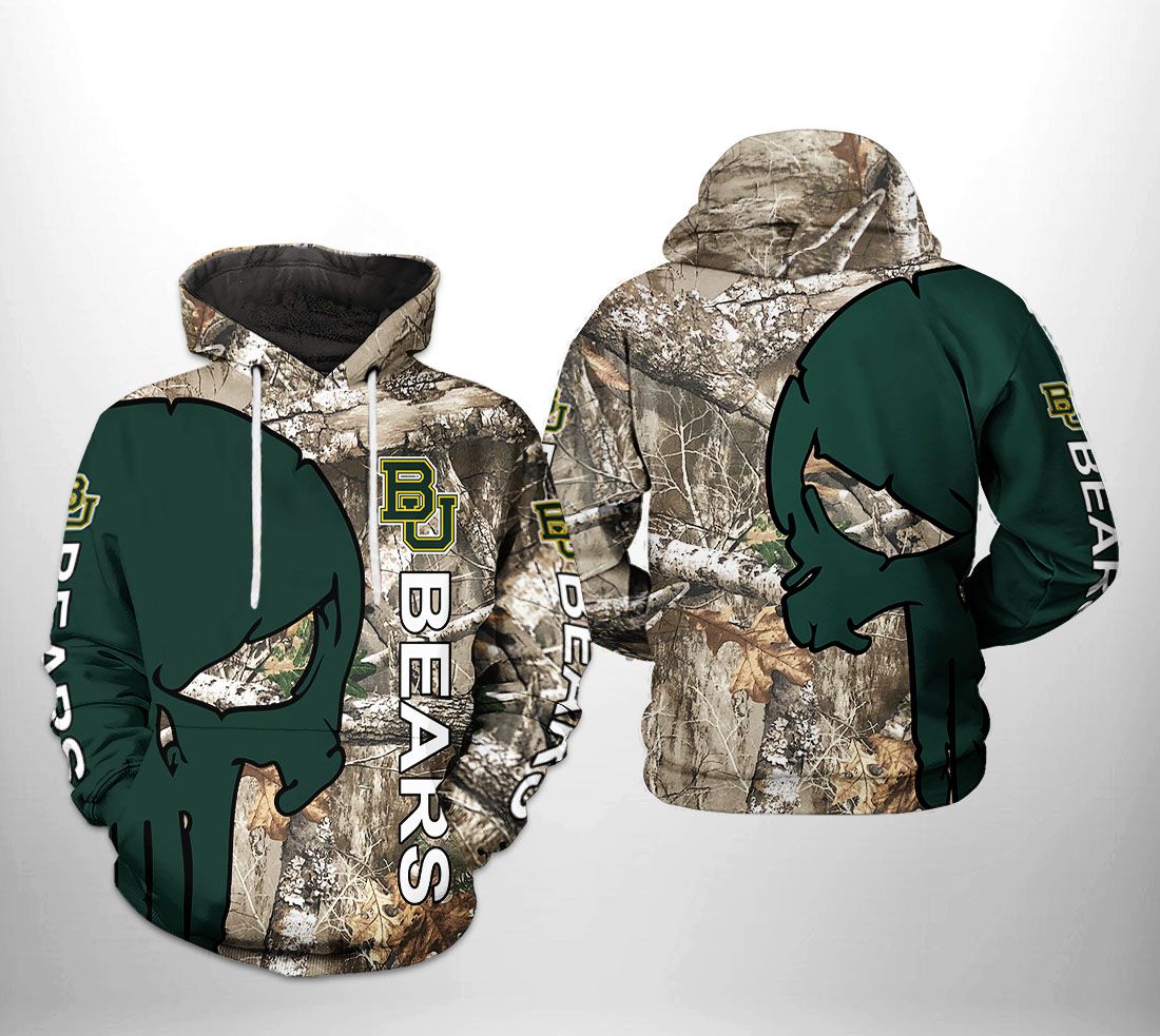 Baylor Bears Camo Veteran Hunting 3D Printed Hoodie