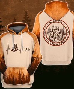 Bear Beer Heartbeat Campfire Go Outside Custom All Over Print Full Size 3D Zip Hoodie - Outdoor Enthusiasts' Choice 