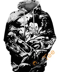 Black And White Luffy All Over Print 3D Hoodie For Men