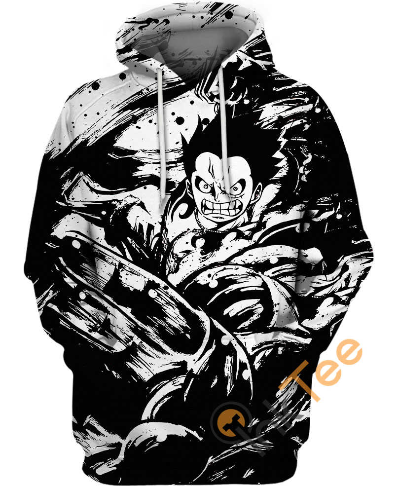Black And White Luffy All Over Print 3D Hoodie For Men