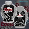 Black Grey Custom Name Coors Light Beer Lovers All Over Print Hoodie 3D