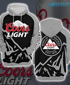 Black Grey Custom Name Coors Light Beer Lovers All Over Print Hoodie 3D