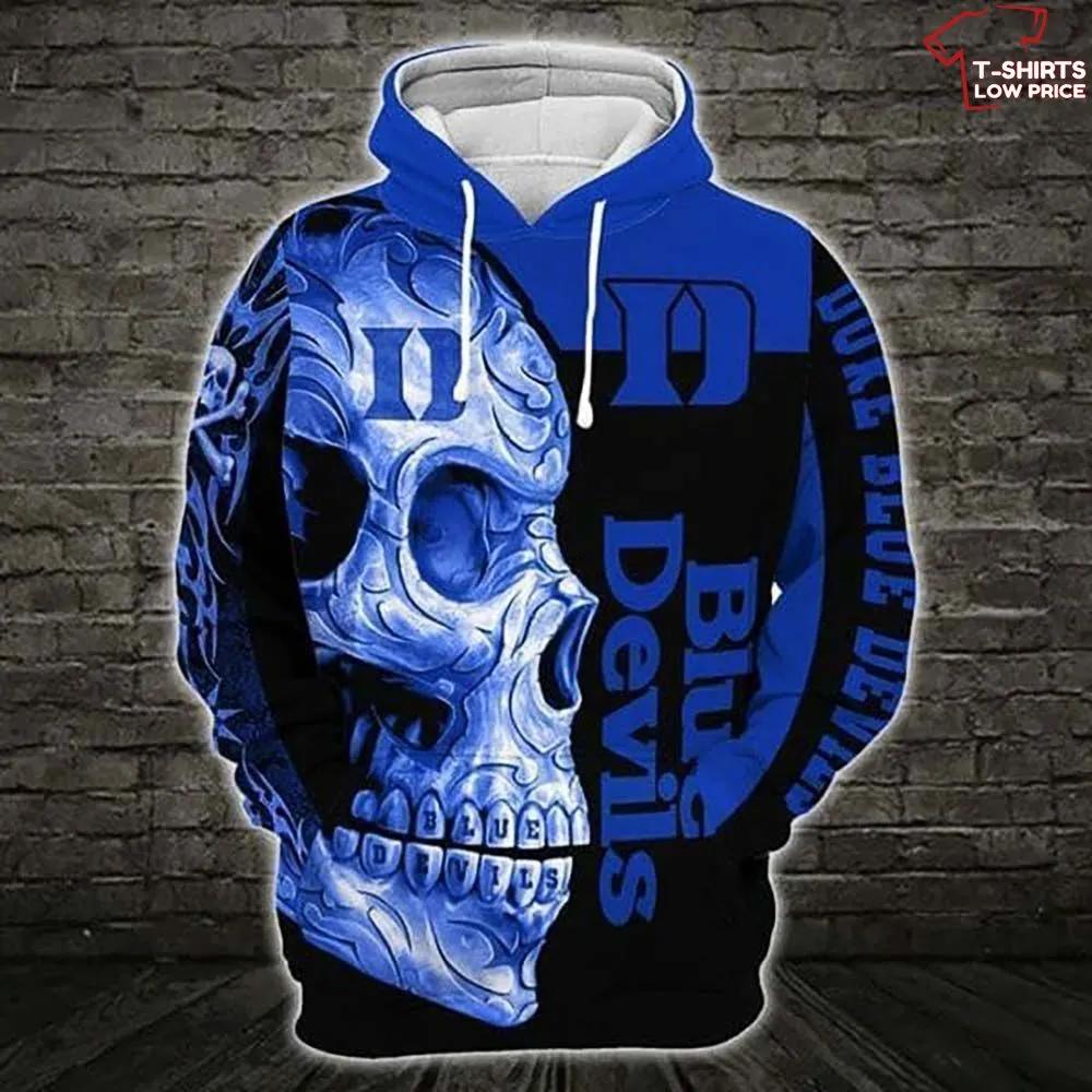 Black Skull 3D Hoodie: Duke Blue Devils Edition