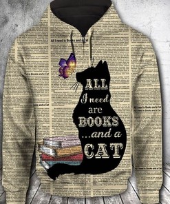 Bookworms And Cat Lovers Unite With This Book And Cat 3D Hoodie