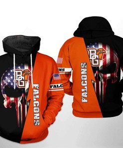 Bowling Green Falcons Us Flag Skull 3D Hoodie