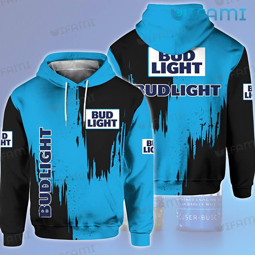 Bud Light Black And Blue 3D Hoodie - All Over Print Hoodies For Women