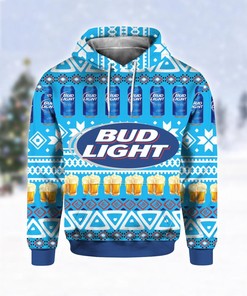 Bud Light Ugly Christmas 3D Hoodie With Beer Print - Gifts For Men And Women