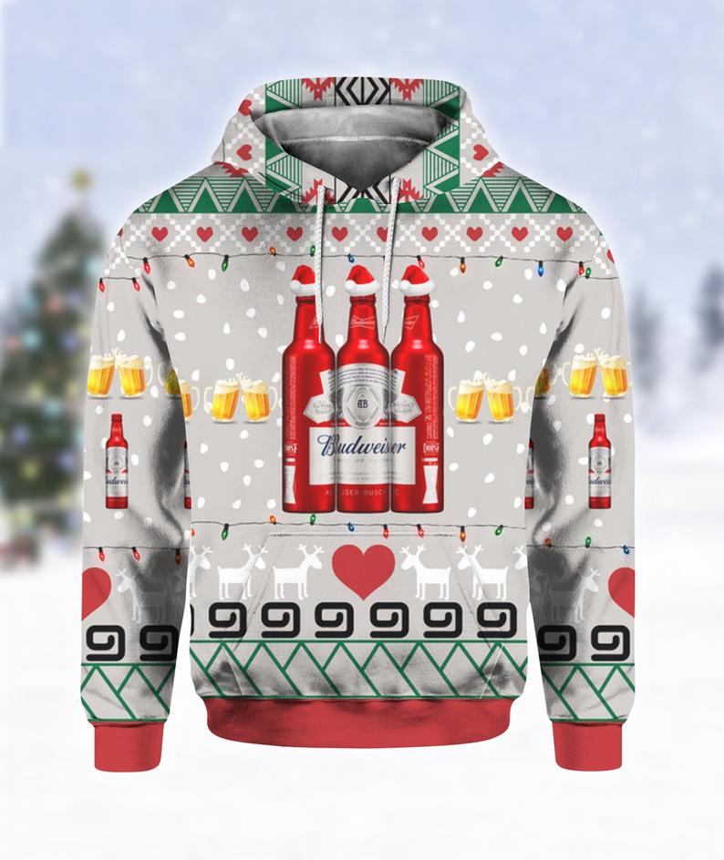 Budweiser Red Bottles Beer 3D Hoodie - 3D Printed Hoodies