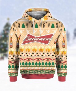 Budweiser Ugly Christmas 3D Hoodie With Beer Bottle Print - Full Size 3D Print Hoodies