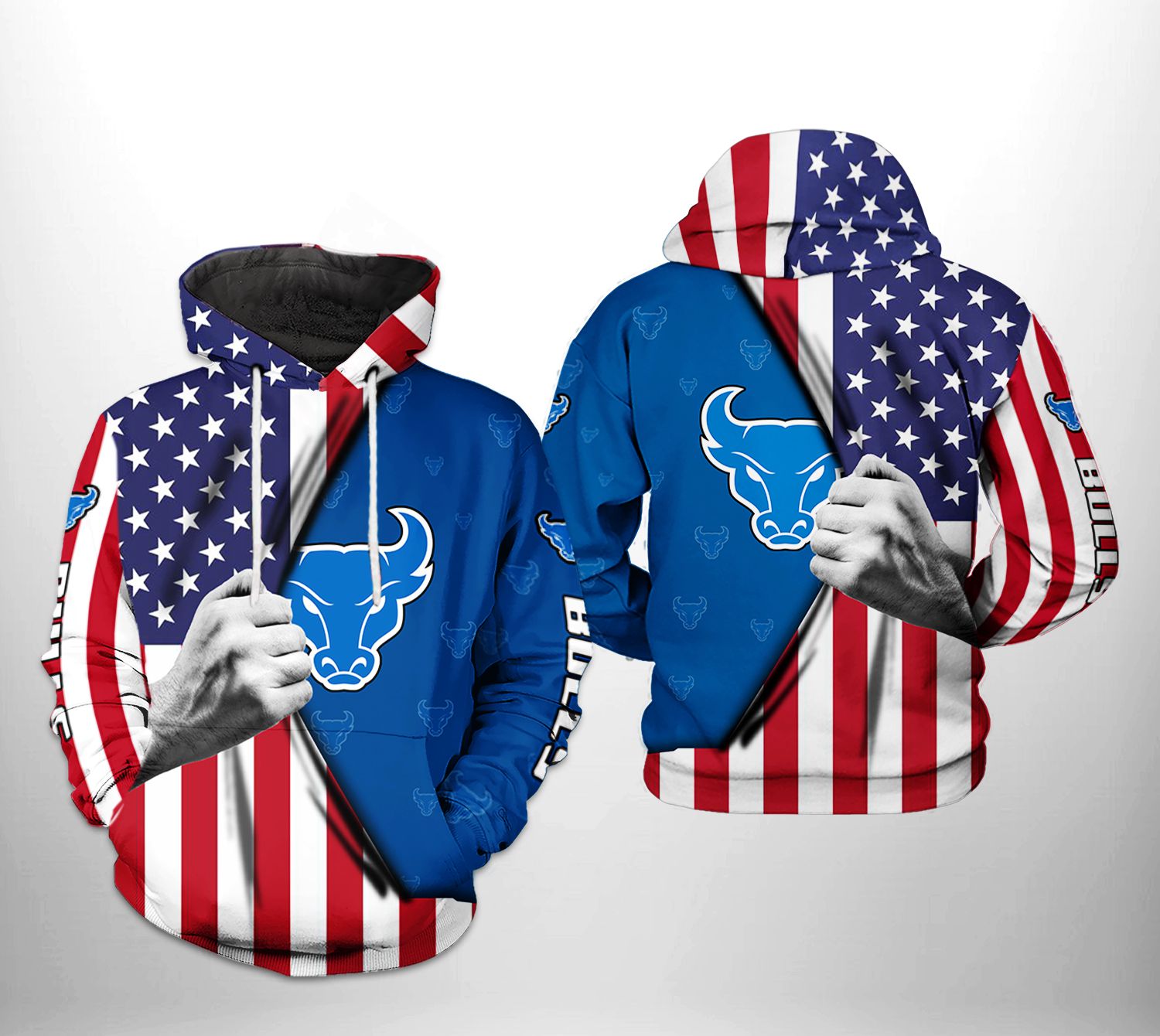 Buffalo Bulls Us Flag 3D Printed Hoodie