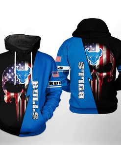 Buffalo Bulls Us Flag Skull 3D Printed Hoodie