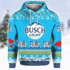 Busch Light Beer Ugly Christmas All Over Print Hoodie - 3D Edition