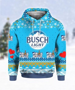 Busch Light Beer Ugly Christmas All Over Print Hoodie - 3D Edition