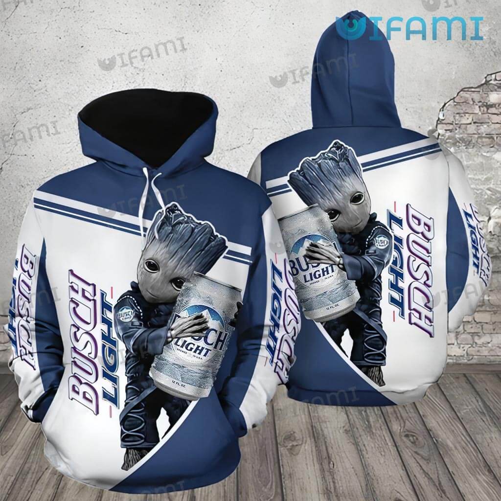 Busch Light Groot Custom All Over Print Hoodie - 3D Edition Beer Lovers Gift
