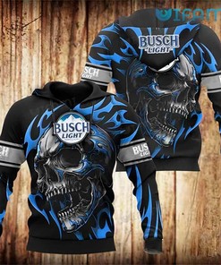 Busch Light Skull Blue Flames All Over Print Hoodie - 3D Edition Beer Lovers Gift