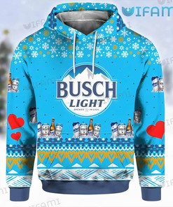 Busch Light Snowflakes Heart All Over Print Hoodie - 3D Edition Beer Lovers Gift