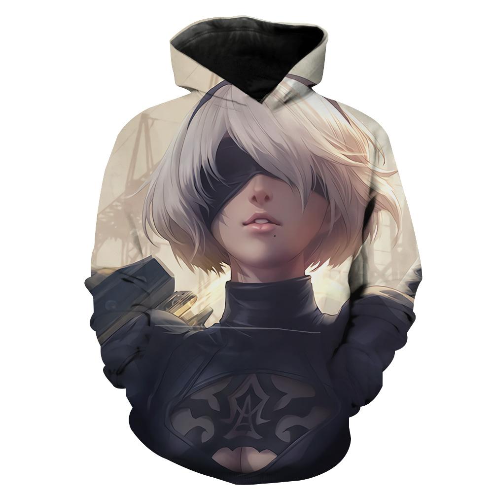 Busty Nier Video Gaming Custom All Over Print Hoodie - 3D Edition