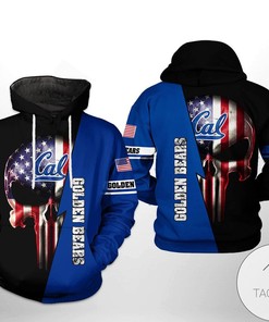 California Golden Bears Us Flag Skull 3D Hooded Jacket 