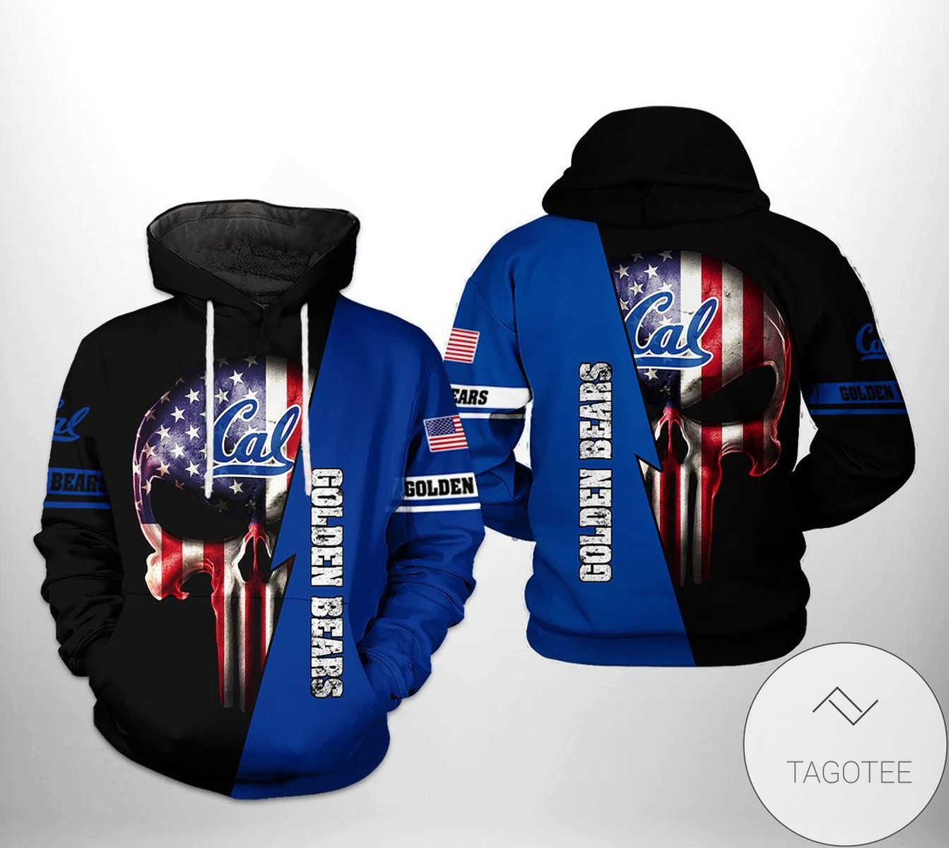 California Golden Bears Us Flag Skull 3D Hooded Jacket