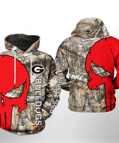 Camo Hunting Georgia Bulldogs Skull Punisher 3D Hoodie - Perfect Gift For Him