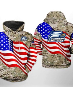 Camo Lovers, Unleash Your Style With Georgia Southern Eagles Us Flag Camo 3D Hoodie