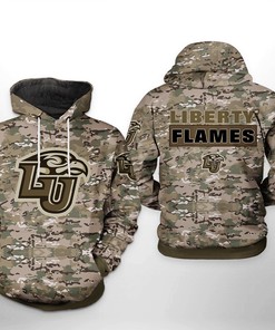 Camo Veteran 3D All Over Print Hoodie For Men - Liberty Flames Ncaa Collection