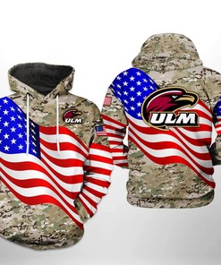 Camo Veteran Hunting 3D All Over Print Hoodie - Louisiana Monroe Warhawks Ncaa Collection