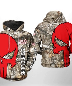 Camo Veteran Hunting 3D All Over Print Hoodie - Louisiana Ragin' Cajuns Ncaa Collection