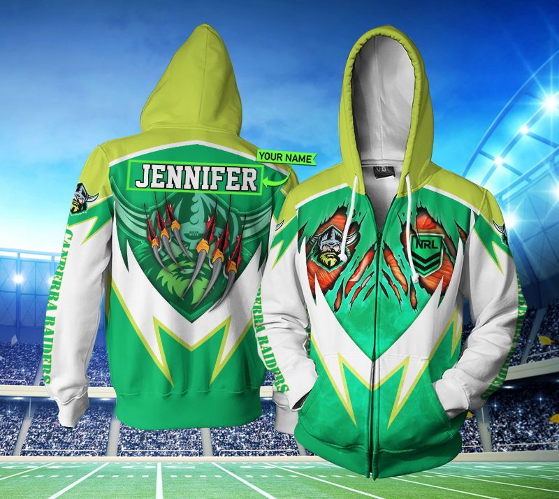 Canberra Raiders Nrl T-Shirt Sweater With 3D All Over Print Zip Up Hoodie Option
