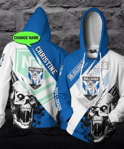 Canterbury Bankstown Bulldogs Nrl Skull Custom All Over Print Hoodie - 3D Edition