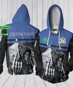 Canterbury Bankstown Bulldogs Nrl Skull Custom All Over Print Hoodie - 3D Edition Zip Up Option