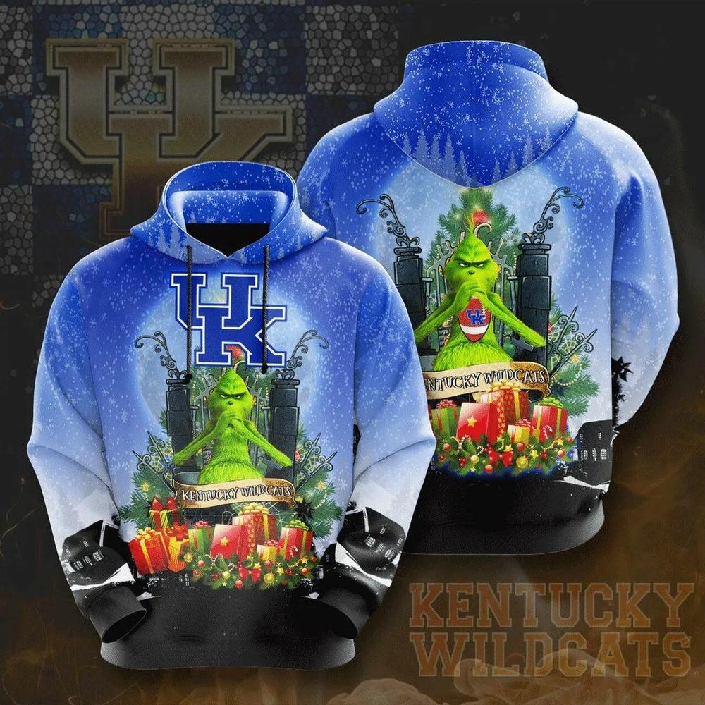 Celebrate Christmas With Grinch With Kentucky Wildcats Christmas 3D Hoodie - Ncaa Gifts