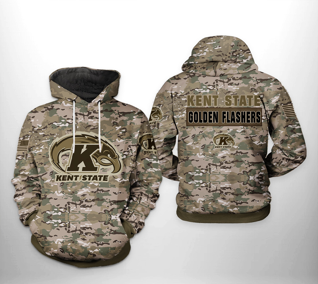 Celebrate Game Day With Kent State Golden Flashes Ncaa Camo Veteran 3D Printed Hoodie/Zipper Hoodie