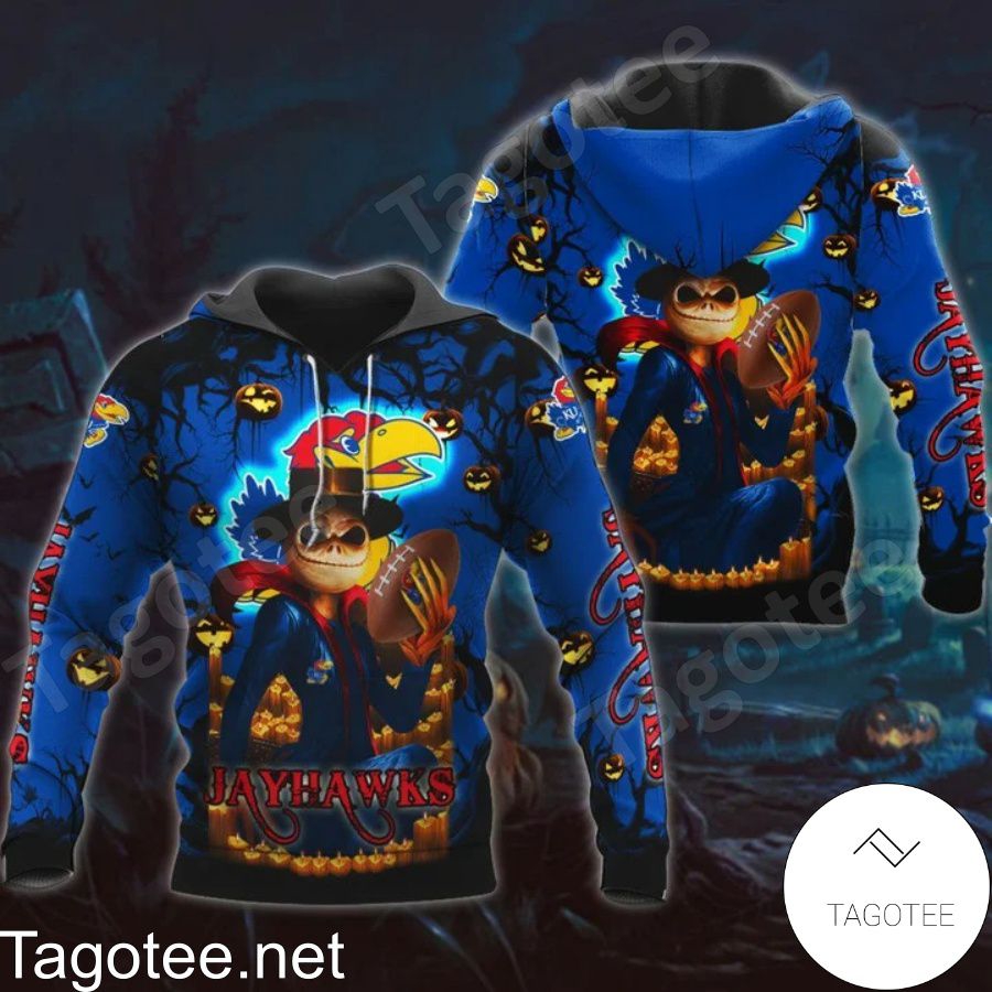 Celebrate Halloween With Kansas Jayhawks Jack Skellington 3D All Over Print Zip Hoodie