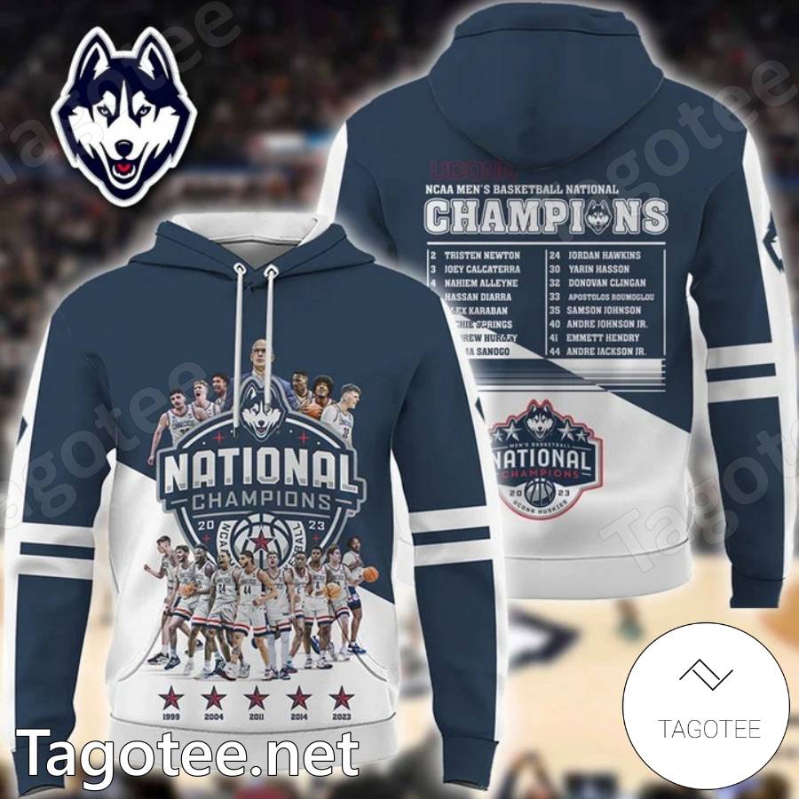 Celebrate The Championship With Uconn Huskies Champions 2023 Basketball 5Th National Title 3D Hoodie