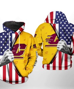 Central Michigan Chippewas Us Flag 3D Printed Hoodie/Zipper Hoodie