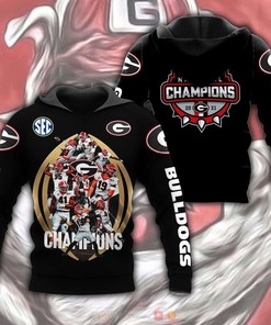 Champion Georgia Bulldogs Black 3D Hoodie, Officially Licensed