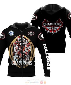 Champion Georgia Bulldogs Black 3D Hoodie, Officially Licensed