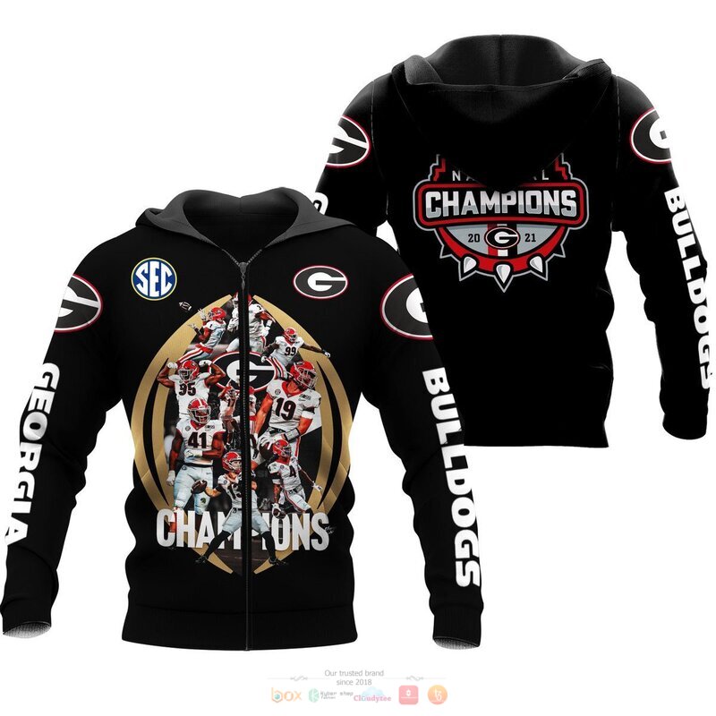 Champion Georgia Bulldogs Black 3D Hoodie, Officially Licensed