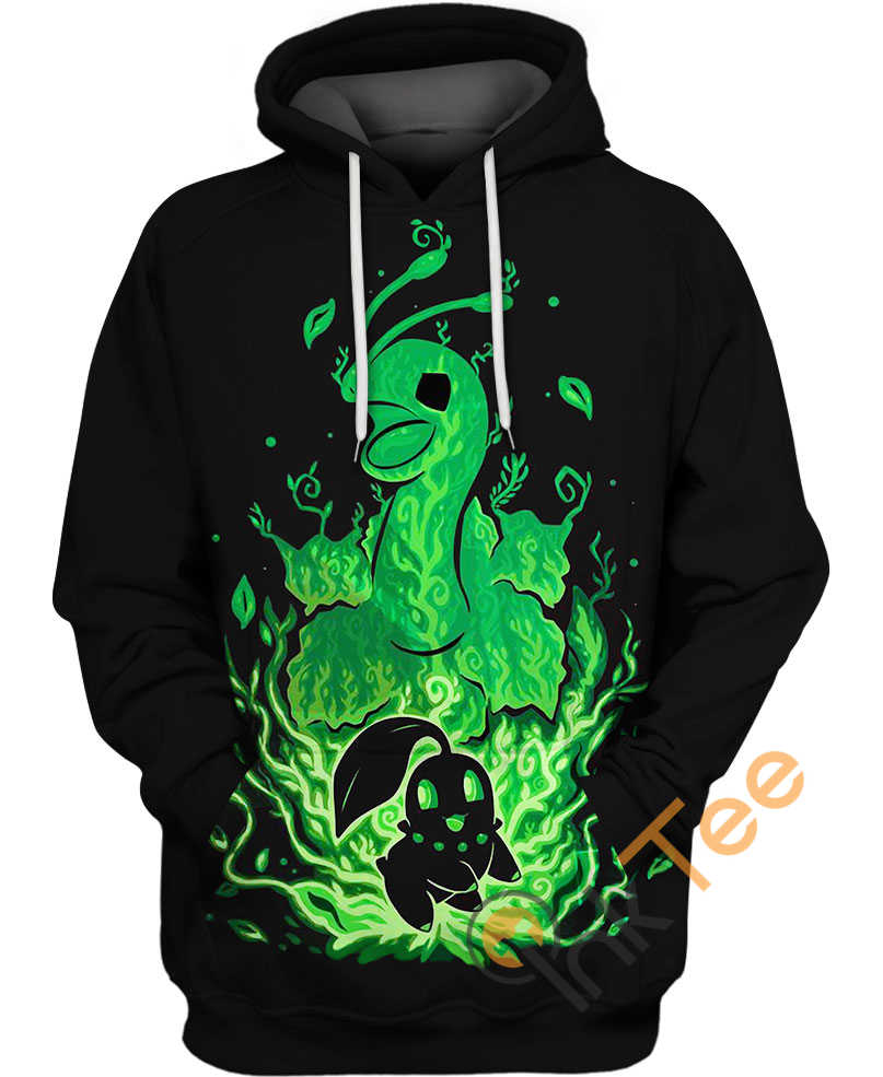 Chikorita And Meganium Pokemon All Over Print Hoodie 3D