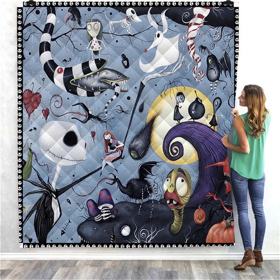 Christmas 3D Printed Quilt Blanket - Halloween Jack Skellington Quilt set
